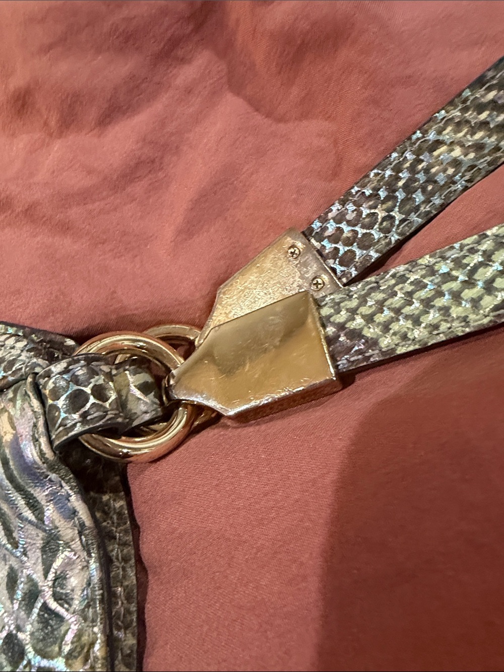 Brahmin Multicolor Snake-Print Shoulder Bag with Gold Hardware - Picture 4 of 6